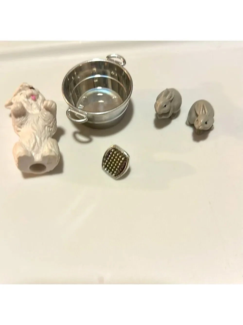 Vintage 1990’s Barbie Pet/Animal collection. Dog, 2 rabbits, wash bucket & brush